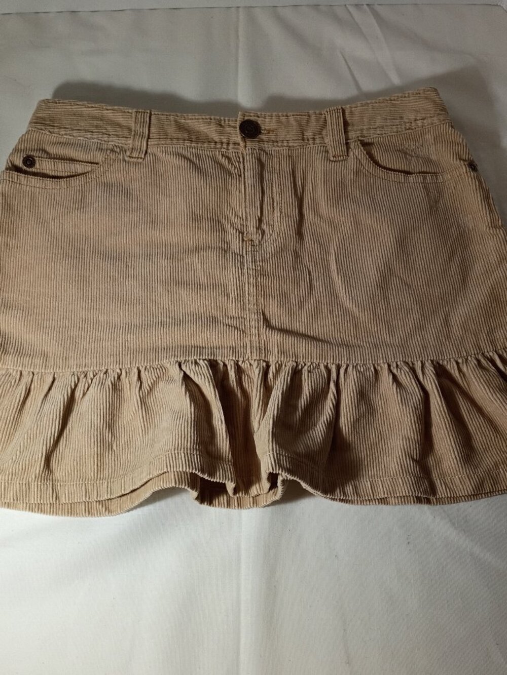 American Living Girls Tan Corduroy Mini Skirt with Ruffle Size 10